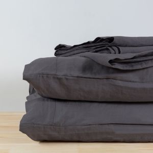 Baloo Stonewashed Linen Sheet Set - Full, Charcoal